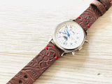 Leather watch strap | Leather Watch Band | Handmade Watch Band | 18 mm, 20 mm, 22mm, 24mm | K Flower