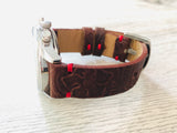 Leather watch strap | Leather Watch Band | Handmade Watch Band | 18 mm, 20 mm, 22mm, 24mm | K Flower