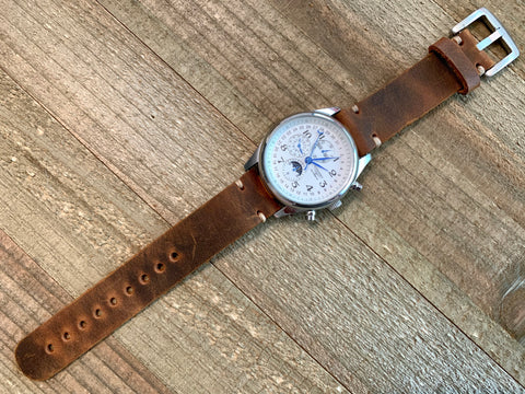 Leather watch strap | Leather Watch Band | Handmade Watch Band | 18 mm, 20 mm, 22mm, 24mm | Antique Brown