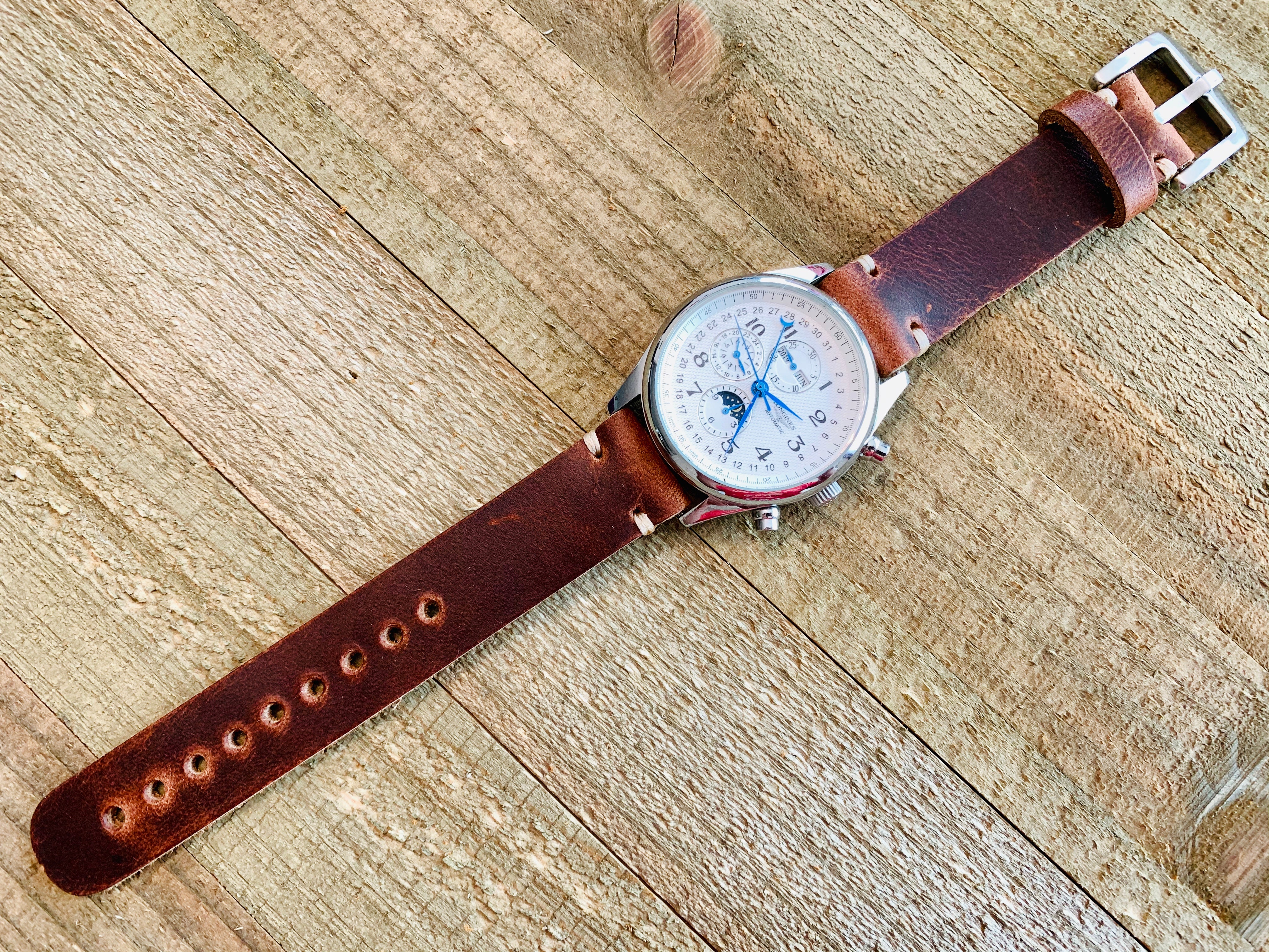 Leather watch strap | Leather Watch Band | Handmade Watch Band | 18 mm, 20 mm, 22mm, 24mm | Wine Color