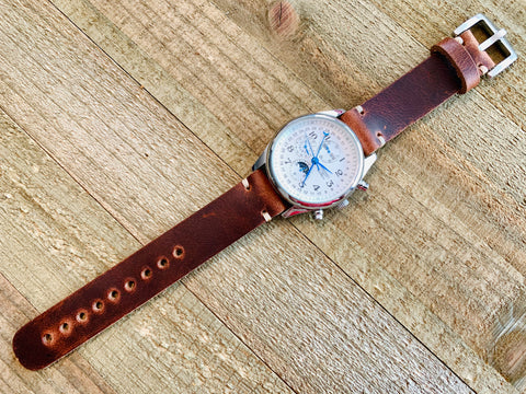 Leather watch strap | Leather Watch Band | Handmade Watch Band | 18 mm, 20 mm, 22mm, 24mm | Wine Color