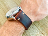 Leather watch strap | Leather Watch Band | Handmade Watch Band | 18 mm, 20 mm, 22mm, 24mm | Dark Reddish Brown