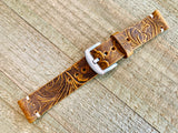 Leather watch strap | Leather Watch Band | Handmade Watch Band | 18 mm, 20 mm, 22mm, 24mm | B Flower