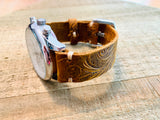 Leather watch strap | Leather Watch Band | Handmade Watch Band | 18 mm, 20 mm, 22mm, 24mm | B Flower