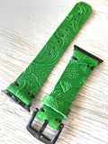 Apple watch band Series 1 2 3 4 5 6 7 8  SE 42-44-45 mm, 38-40-41 mm, Leather watch band, iWatch band, Apple watch leather band - B Flower