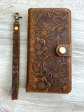 iPhone Wallet, Leather iPhone Case, iPhone 16 Pro Max, iPhone 16 Pro, iPhone 16, 16e, iPhone 16 Plus, iPhone 15 Pro Max, 15 | Flower Case |