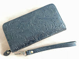 Womens wallet, Leather wallet, Zipper Wallet, Wristlet Wallet | Flower Wallet | BROWN