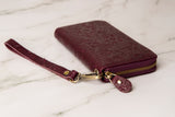 Womens wallet, Leather wallet, Zipper Wallet, Wristlet Wallet | Flower Wallet | PURPLE