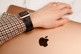 Black Flower Apple Watch Band 42-44-45 mm, 38-40-41 mm, Leather Watch Band, iWatch band, Apple Watch Leather Band, Series 1 2 3 4 5 6 7 8 SE
