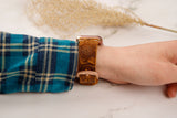 Brown Flower Apple Watch Band 42-44-45 mm, 38-40-41 mm, Leather Watch Band, iWatch band, Apple Watch Leather Band, Series 1 2 3 4 5 6 7 8 SE