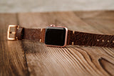 Apple watch band Series 1 2 3 4 5 6 7 8 SE 42-44-45 mm, 38-40-41 mm, Leather watch band, iWatch band, Apple watch leather band - K. Flower