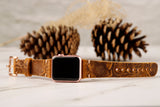 Brown Flower Apple Watch Band 42-44-45 mm, 38-40-41 mm, Leather Watch Band, iWatch band, Apple Watch Leather Band, Series 1 2 3 4 5 6 7 8 SE