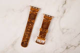 Brown Flower Apple Watch Band 42-44-45 mm, 38-40-41 mm, Leather Watch Band, iWatch band, Apple Watch Leather Band, Series 1 2 3 4 5 6 7 8 SE