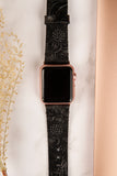Black Flower Apple Watch Band 42-44-45 mm, 38-40-41 mm, Leather Watch Band, iWatch band, Apple Watch Leather Band, Series 1 2 3 4 5 6 7 8 SE