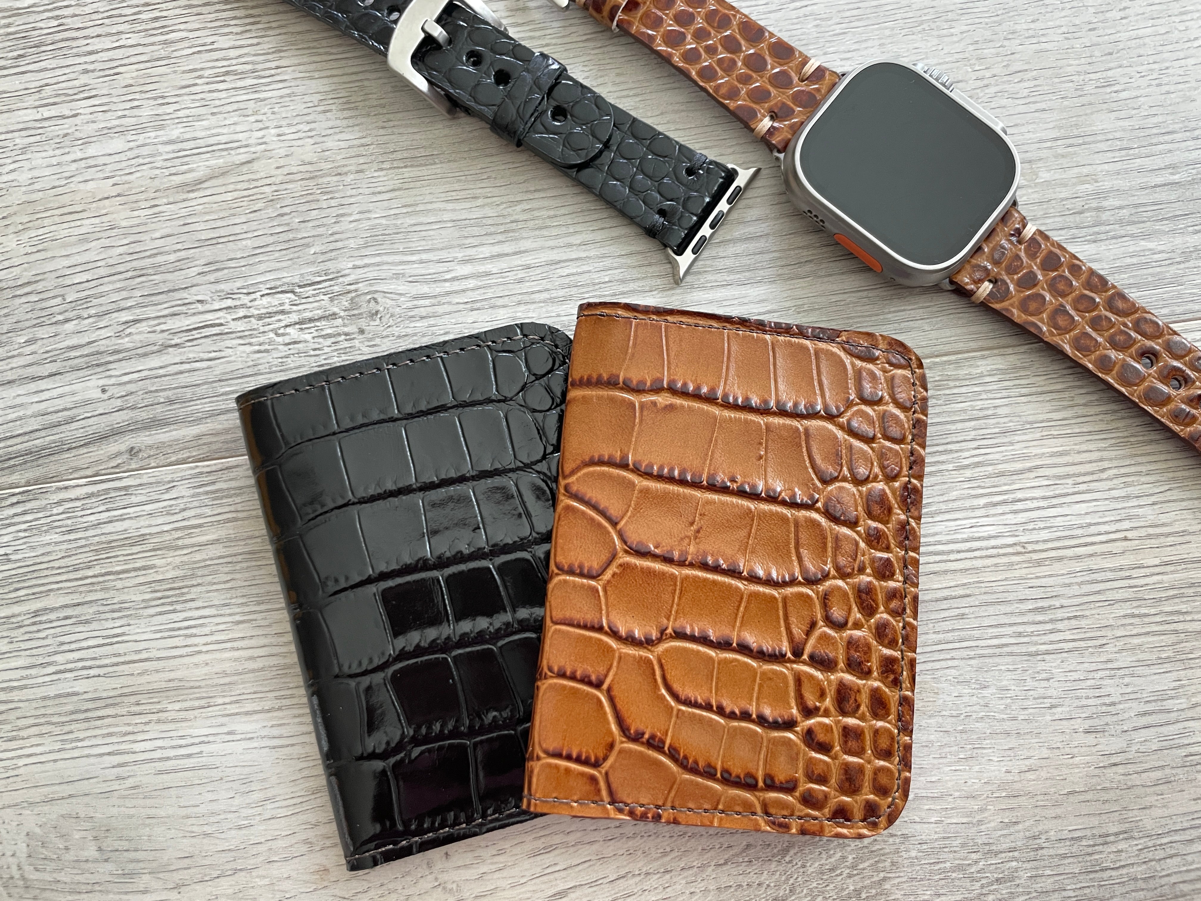 Minimalist Leather Wallet, RFID Credit Card Wallet, Luxury Wallet, Slim Leather Wallet, Embossed Crocodile Leather