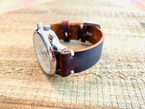 Leather watch strap | Leather Watch Band | Handmade Watch Band | 18 mm, 20 mm, 22mm, 24mm | Dark Reddish Brown