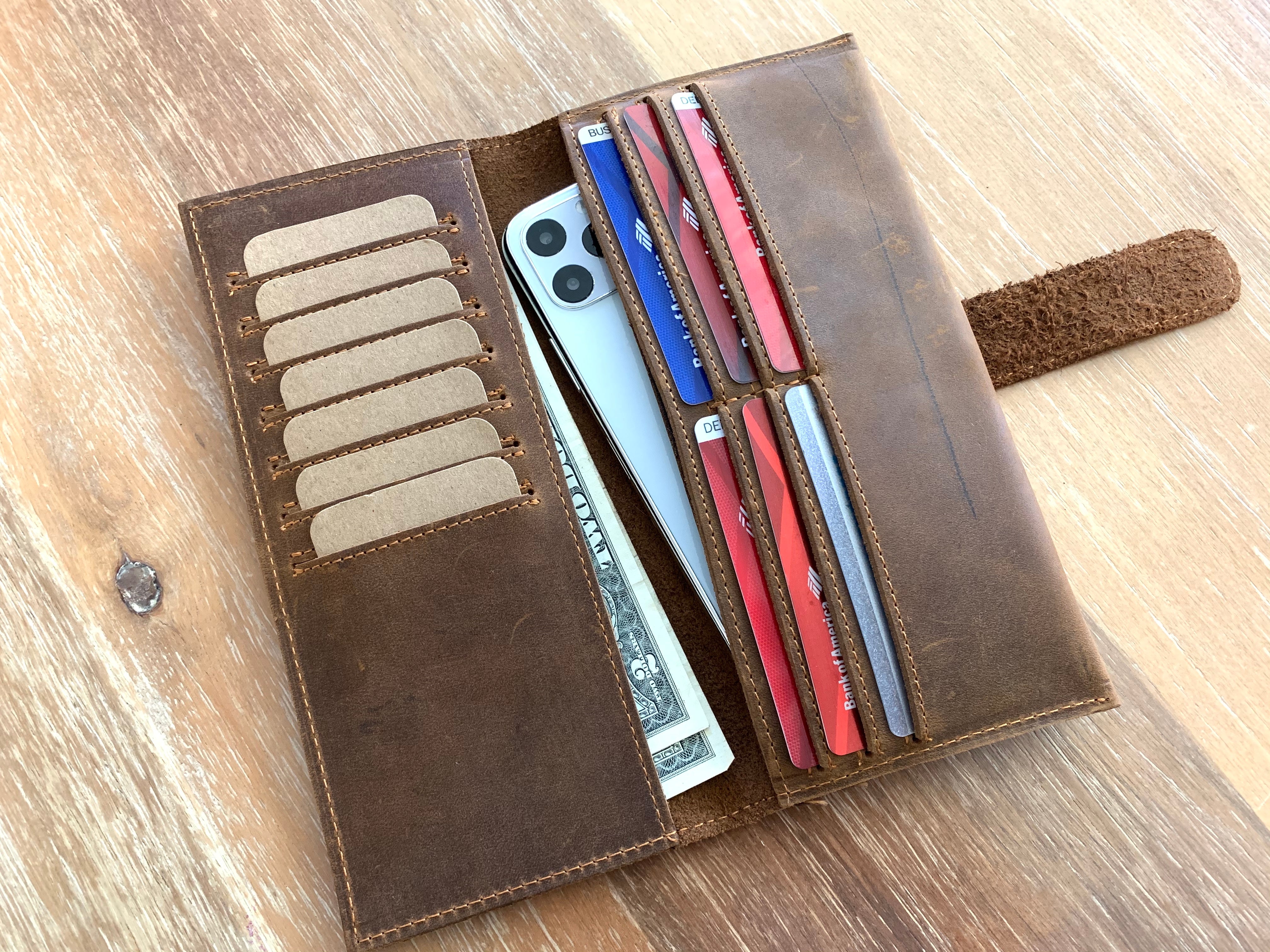 Minimalist Leather Wallet Personalized Slim Front Pocket 