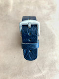 Apple watch band Series 1 2 3 4 5 6 7 8 SE 42-44-45 mm, 38-40-41 mm, Leather watch band, iWatch band, Apple watch leather band Navy Blue Flower