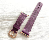 Apple watch band Series 1 2 3 4 5 6 7 8  SE 42-44-45 mm, 38-40-41 mm, Leather watch band, iWatch band, Apple watch leather band - B Flower