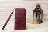 Womens wallet, Leather wallet, Zipper Wallet, Wristlet Wallet | Flower Wallet | PURPLE